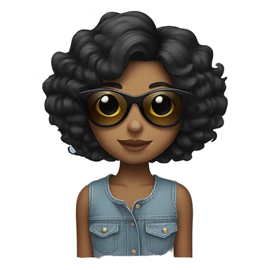 Black haired girl with heart shaped sunglasses sticker