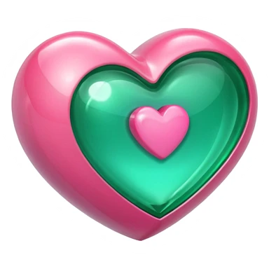 emerald heart with one mini pink heart inside of it  sticker