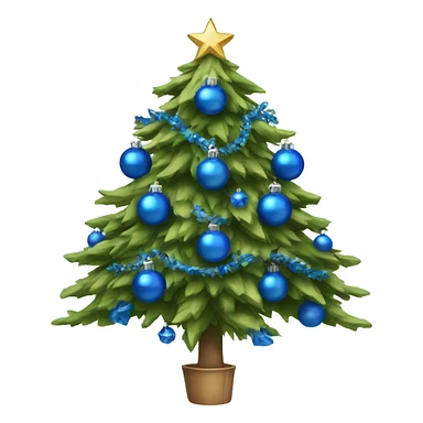 christmas tree adorned with blue ornaments  sticker