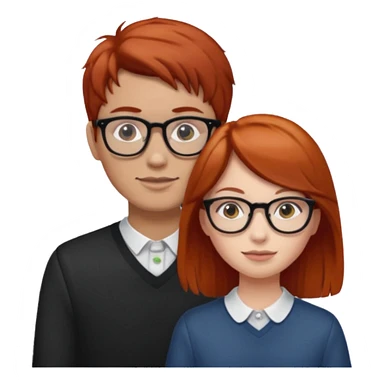 Red headed girl with glasses and brown haired boy sticker
