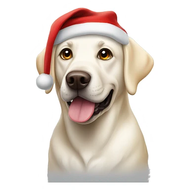 White Labrador dog wearing  Santa hat sticker
