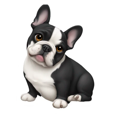 black and white french bulldog in love sticker