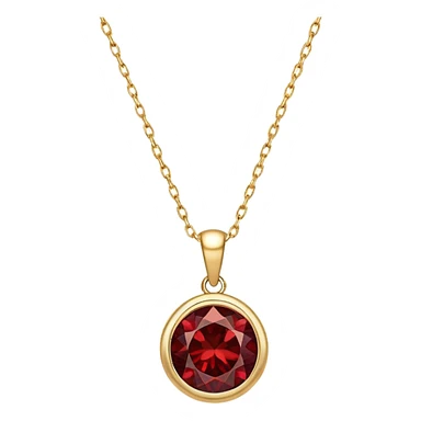 red garnet pendant with a shimmering aura of magic and strength, on a gold chain sticker