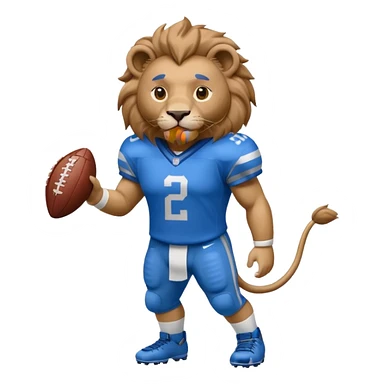 blue color lion wearing american football jersey sticker