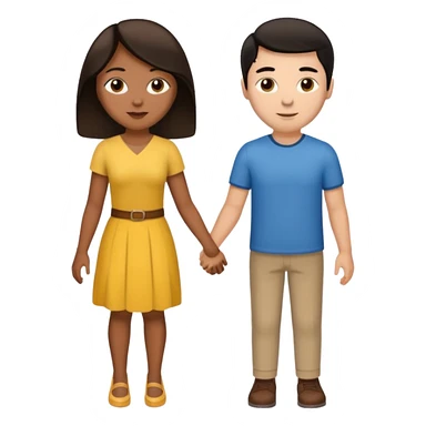 tan skin black haired woman holding hands with brown hair white man they are both adults sticker