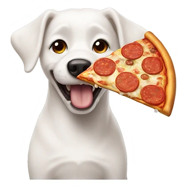 White dog eating pizza  sticker