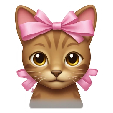 Brown cat with pink bow sticker