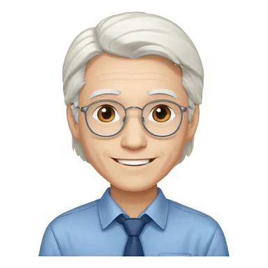 Profesora joven, sonrriente cabello blanco y de pelo largo sin letes con camisa sticker