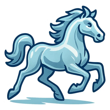 silver metal chrome spirit horse running, mystical sticker