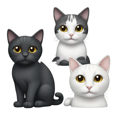 two cats: one that is dark grey and white, and one that is black sticker