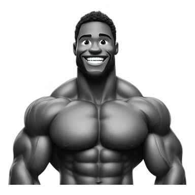 Giga Chad smiling black and white musculation meme a little from profile sticker