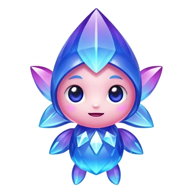 kawaii chibi style crystal sprite creature that is purple, blue, and pink  sticker