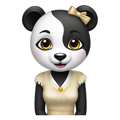 beatiful panda in stylish female dress sticker