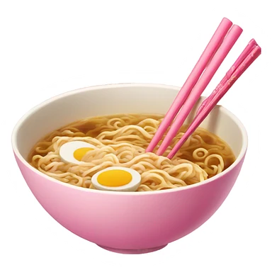 traditional ramen, pink and gold bowl, gold chopsticks sticker