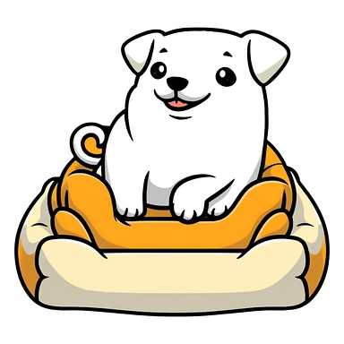 empty dog bed with a bone on it sticker