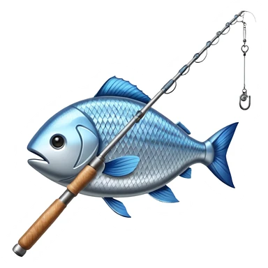 fat fishing rod with fish sticker