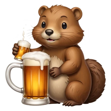 A relaxed beaver leaning back with a foamy beer mug sticker