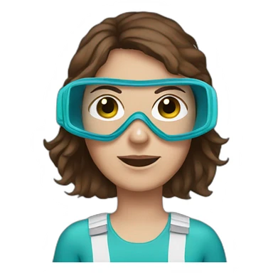 brown haired woman wearing mask and snorkel equipment sticker