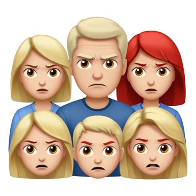 HAZ UNA FAMILIA GRITANDO, MI NOVIA, MI PAPA. MI MAMA Y YO. CARA DE GRITOS FUERTEES. QUE SE NOTE QUE GRITAN MOLESTOS sticker