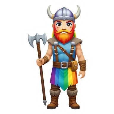 rainbow skin face and body road builder full body as a viking sticker
