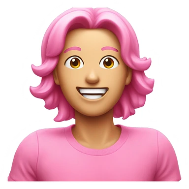 very excited and happy pink face sticker