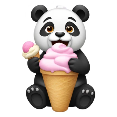 Panda eating ice cream sticker