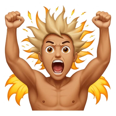 extremely hyper-excited person screaming with massive joy, arms flailing wildly in the air, explosive energy, eyes wide open sticker