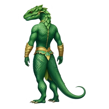 full body reptilian humanoid in ancient outfit, back view, ornate details sticker