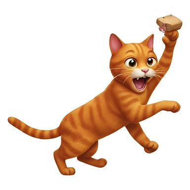 Red cat catching mouse  sticker