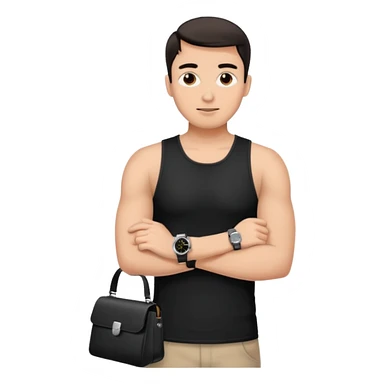 man wearing a black strap watch sticker