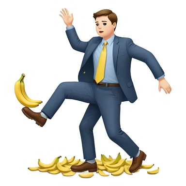 JD Vance with one foot stepping on a single banana peel on the ground, falling backwards sticker