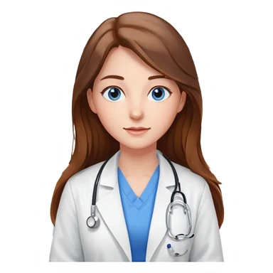 pretty female nursing student with long brown hair, blue eyes inside a classroom at university sticker