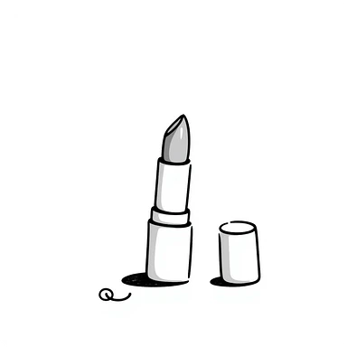 lipstick with the cap off showing the lipstick bullet in pastel colors dd9fb0 ffc6d3 a3bfc9 c4bee2 f1b091, detailed hand-drawn doodle style sticker