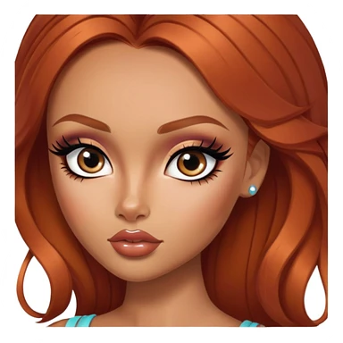 russian features, beauty, winred hair, pretty eyes, black eyeliner, pretty bratz baddie sticker