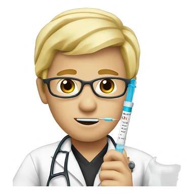 blond doctor with a syringe in his hand sticker