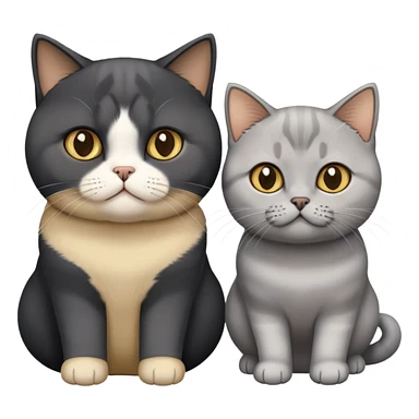 Medium-length black hair + one golden shaded British Shorthair cat + one silver shaded British Shorthair cat. sticker