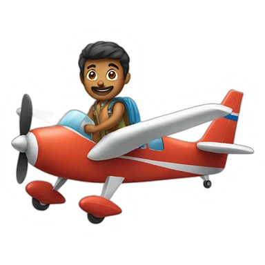 indian man flying a plane sticker