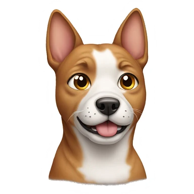 Dog with a cat face sticker