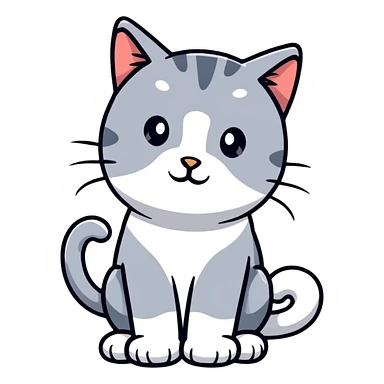 Gray and white cat sticker