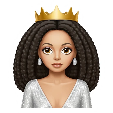 Diana Ross, Queen of Motown from Famous People with long dark brown hair, white sequin outfit sticker