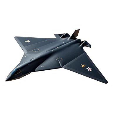 B-2 Spirit bomber - Northrop B-2 (Model Year: 2021) (Iconic colour: Stealth black) - A sleek, stealth bomber with smooth, angular contours and a matte jet-black finish. Emphasize a futuristic, minimalist design with a seamless fuselage, low-profile wings, and an overall intimidating stealth aesthetic. sticker