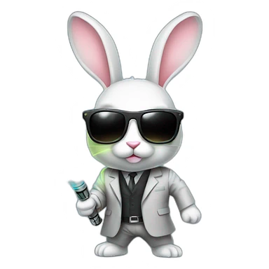 Rabbit with suit and sunglasses and  lightsaber light on completely sticker
