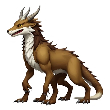 Sergal-Vernid-hybrid-animal-creature, full body, 4 legs, horned sticker
