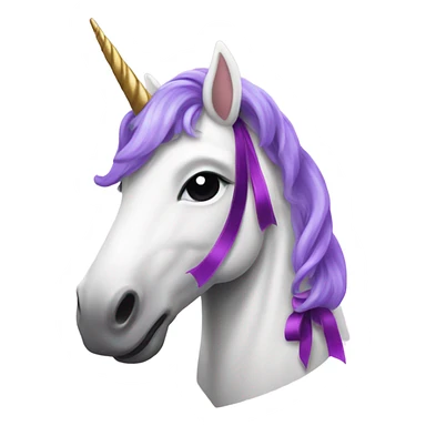 Unicorn with purple ribbon sticker