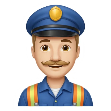 white men with mustache wear worker's uniform sticker