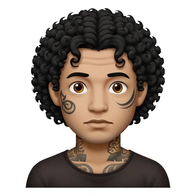 man curly hair and heavy face tattoo sticker