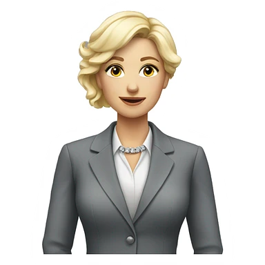 Blonde jewellery seller in a grey suit sticker