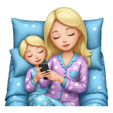 A girl sleeping and texting another girl and it slits both and they say good night bestie sticker
