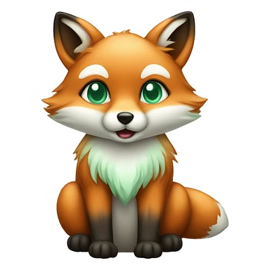 cute fox with mint green eyes siting sticker