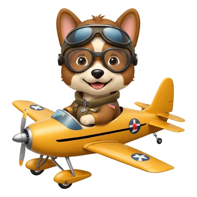 dog pilot riding plane sticker